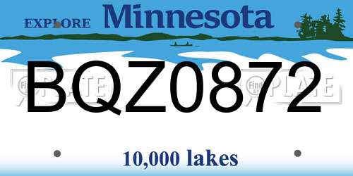 BQZ0872 Minnesota License Plate