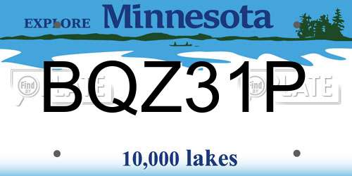 BQZ31P Minnesota License Plate