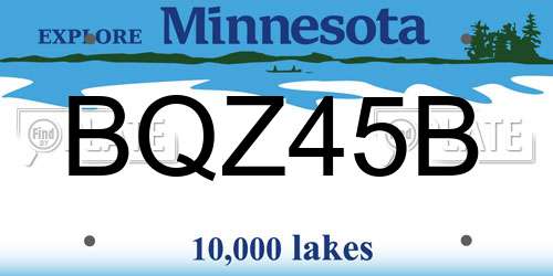 BQZ45B Minnesota License Plate