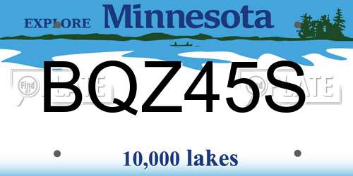 BQZ45S Minnesota License Plate