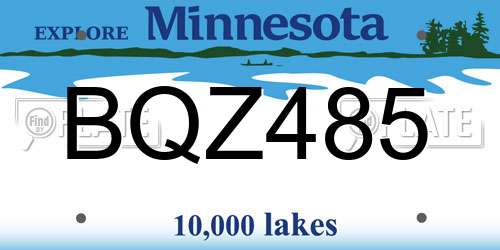 BQZ485 Minnesota License Plate