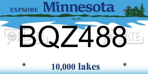 BQZ488 Minnesota License Plate