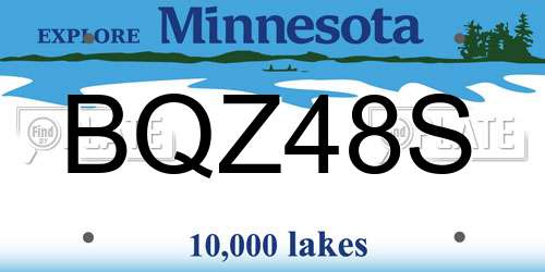 BQZ48S Minnesota License Plate