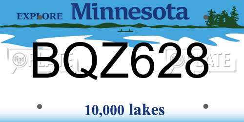 BQZ628 Minnesota License Plate