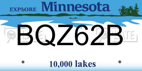 BQZ62B Minnesota License Plate