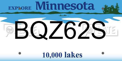 BQZ62S Minnesota License Plate