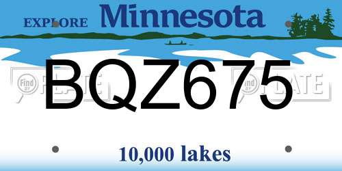 BQZ675 Minnesota License Plate