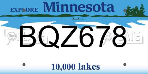 BQZ678 Minnesota License Plate
