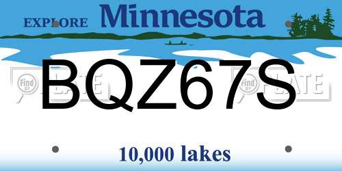 BQZ67S Minnesota License Plate