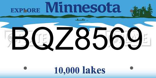 BQZ8569 Minnesota License Plate