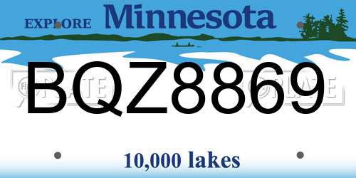 BQZ8869 Minnesota License Plate