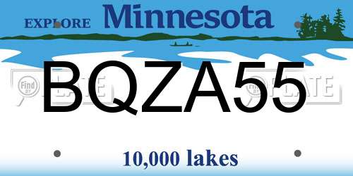BQZA55 Minnesota License Plate