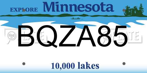 BQZA85 Minnesota License Plate