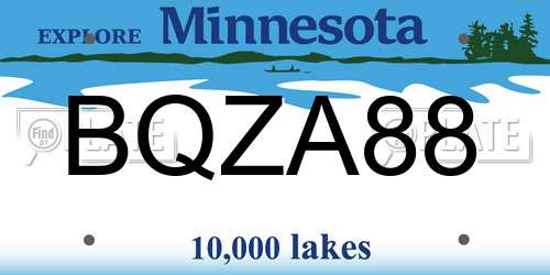 BQZA88 Minnesota License Plate