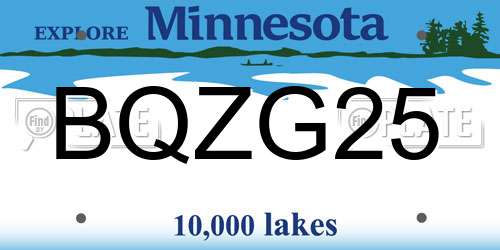 BQZG25 Minnesota License Plate