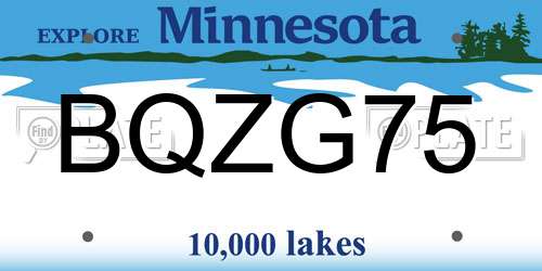 BQZG75 Minnesota License Plate