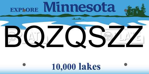 BQZQSZZ Minnesota License Plate