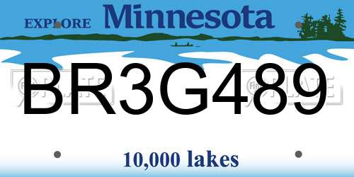 BR3G489 Minnesota License Plate