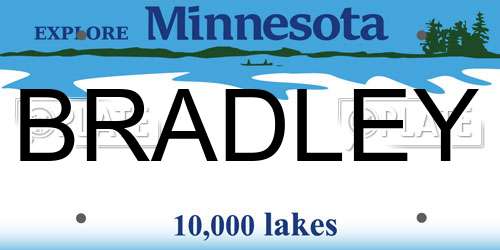 BRADLEY Minnesota License Plate