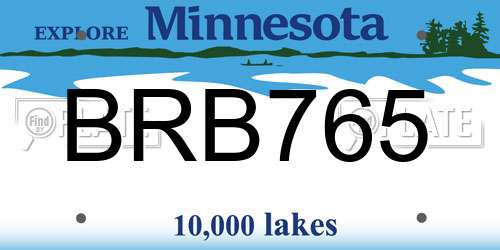 BRB765 Minnesota License Plate