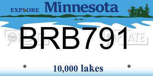 BRB791 Minnesota License Plate