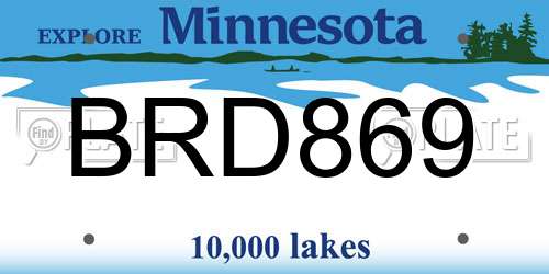 BRD869 Minnesota License Plate