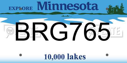 BRG765 Minnesota License Plate