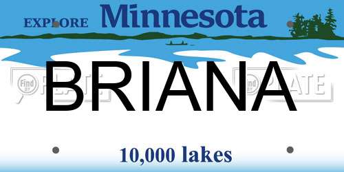 BRIANA Minnesota License Plate