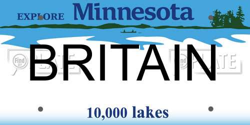 BRITAIN Minnesota License Plate
