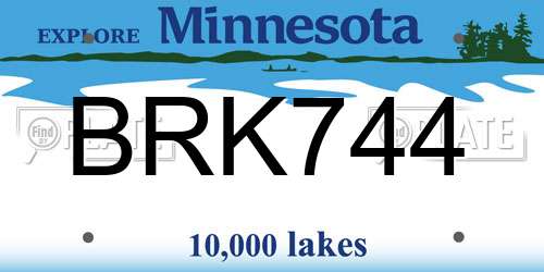 BRK744 Minnesota License Plate