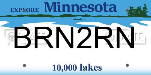 BRN2RN Minnesota License Plate