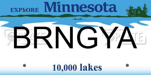 BRNGYA Minnesota License Plate