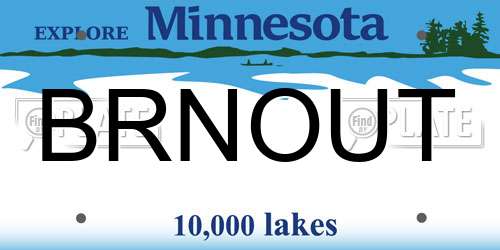 BRNOUT Minnesota License Plate