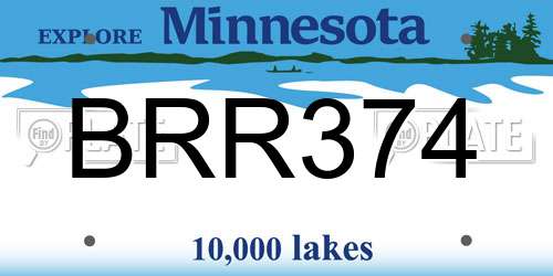 BRR374 Minnesota License Plate