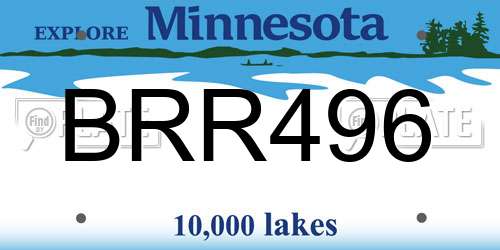 BRR496 Minnesota License Plate