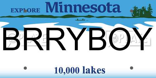 BRRYBOY Minnesota License Plate