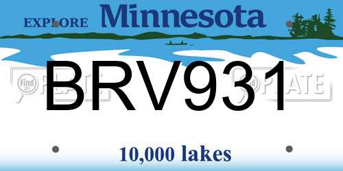 BRV931 Minnesota License Plate