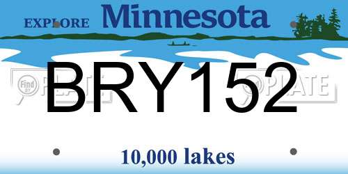 BRY152 Minnesota License Plate