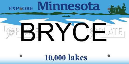 BRYCE Minnesota License Plate
