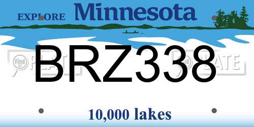 BRZ338 Minnesota License Plate