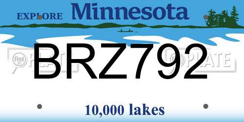 BRZ792 Minnesota License Plate