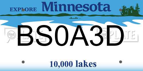 BS0A3D Minnesota License Plate