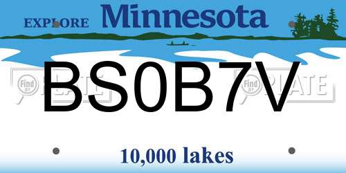 BS0B7V Minnesota License Plate