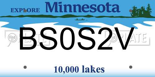 BS0S2V Minnesota License Plate