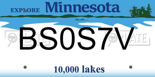BS0S7V Minnesota License Plate