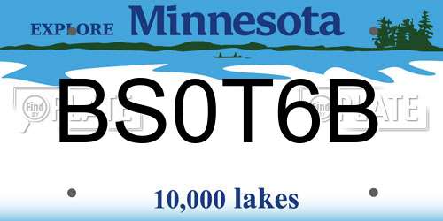 BS0T6B Minnesota License Plate