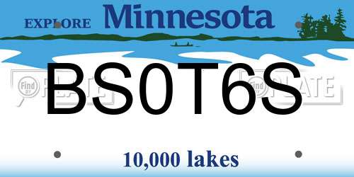 BS0T6S Minnesota License Plate