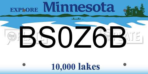 BS0Z6B Minnesota License Plate
