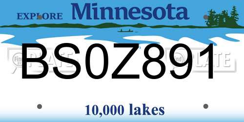 BS0Z891 Minnesota License Plate