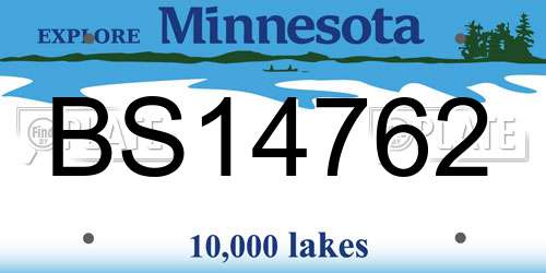 BS14762 Minnesota License Plate